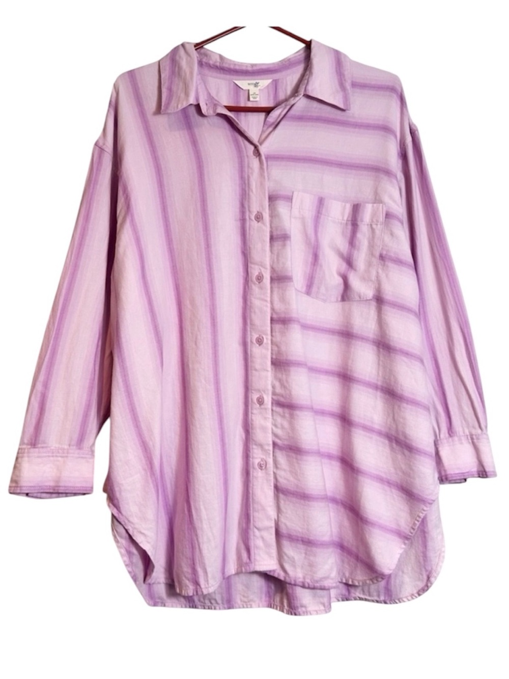 Terra & Sky Pinky Mauve Striped Long Sleeve Button Down Shirt